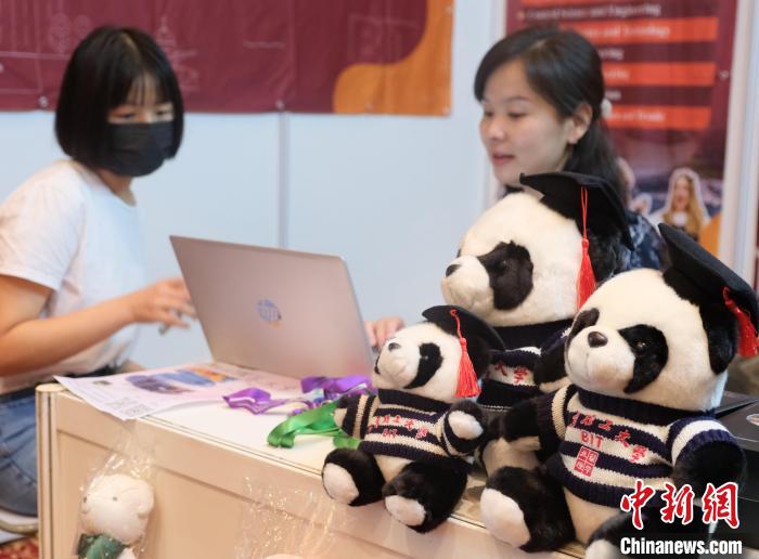 北京理工大學(xué)帶來可愛熊貓玩偶，頗為吸睛 陳悅 攝