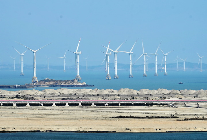 2021年3月9日，三峽福清興化灣海上風電場。新華社記者 林善傳 攝