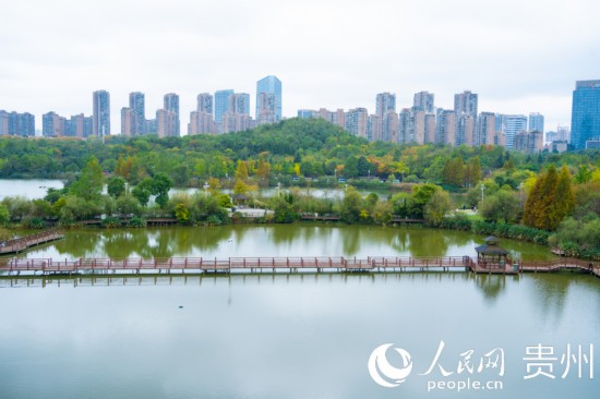 秋日時(shí)節(jié)，觀山湖公園景色美不勝收。人民網(wǎng) 陽茜攝