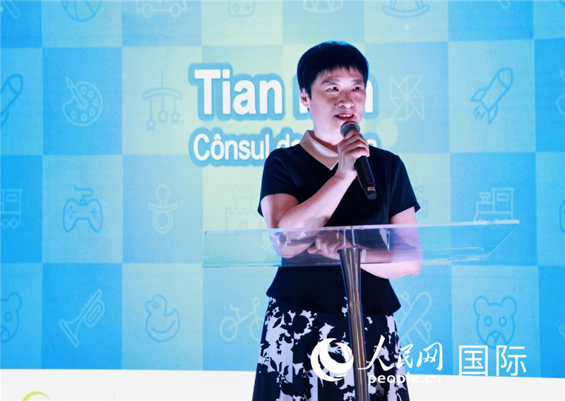 中國(guó)駐里約熱內(nèi)盧總領(lǐng)事田敏發(fā)表致辭。人民網(wǎng)記者宋亦然攝