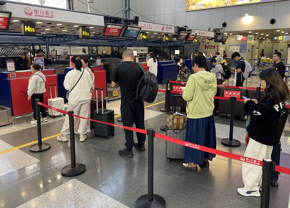 旅客在首都機場排隊辦理登機手續(xù)。人民網(wǎng)記者 喬雪峰攝