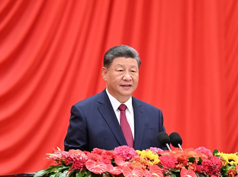 △2024年9月30日，慶祝中華人民共和國成立75周年招待會(huì)在北京人民大會(huì)堂隆重舉行。習(xí)近平總書記出席招待會(huì)并發(fā)表重要講話。