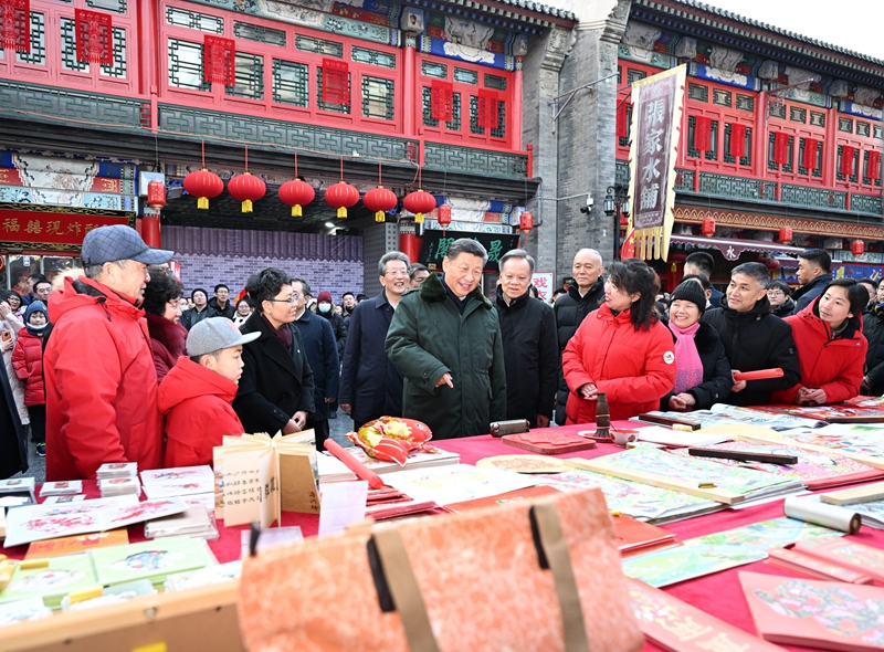 2024年2月1日，習(xí)近平總書記在天津古文化街考察。