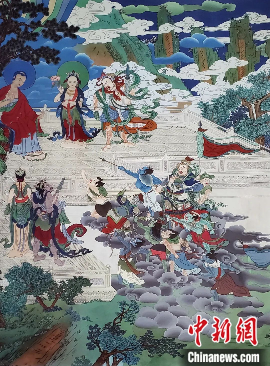 臨摹、補(bǔ)繪的青海瞿曇寺壁畫。受訪者 供圖