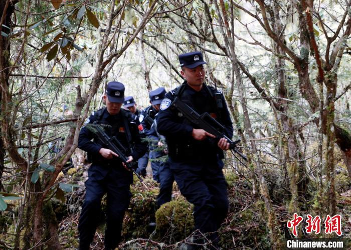 山南邊境管理支隊(duì)玉麥邊境派出所民警在邊境原始森林里開展邊境巡邏?！∴嶇?攝