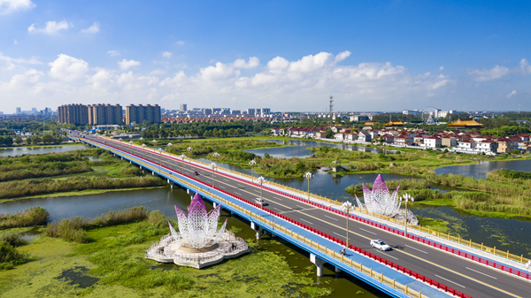 從興化城區(qū)長安路延伸至菜花大道的“千垛美路”。周社根攝